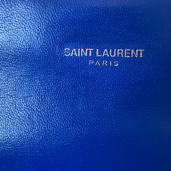 YSL Saint Laurent Chevron Monogram Matelassé Envelope Medium Bag Purse - Blue - Picture 4 of 13